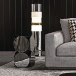 Gold-Toned Geometric Side Table with Double-Circle Design & Polished Finish