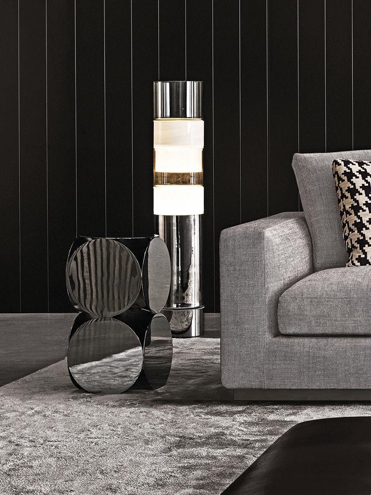 Gold-Toned Geometric Side Table with Double-Circle Design & Polished Finish