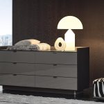 Sleek Gray Chest of Drawers with Glossy Finish and Minimalist Metal Handles