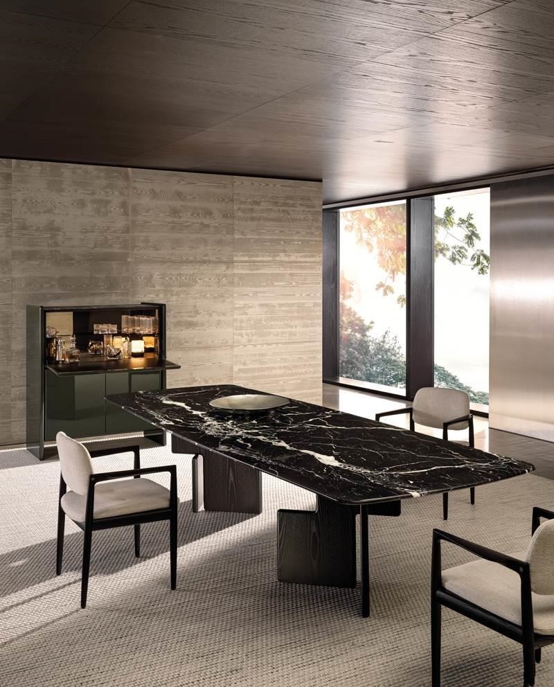 Luxury Black Marble Oval Dining Table with Sleek Geometric Base