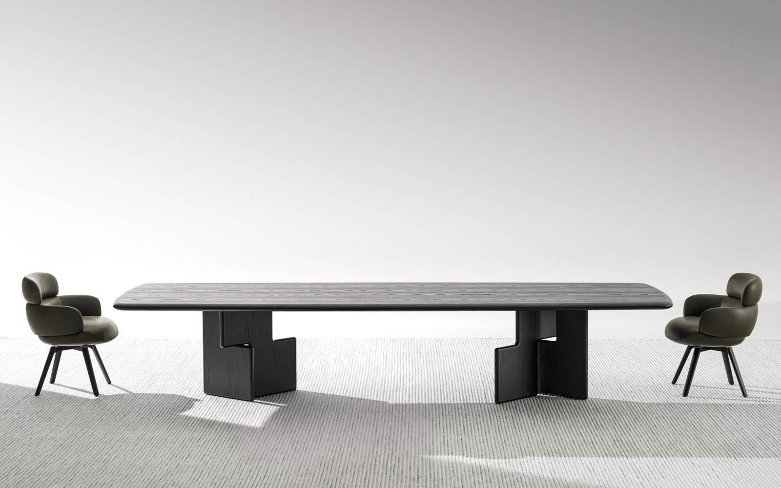 Luxury Black Marble Oval Dining Table with Sleek Geometric Base