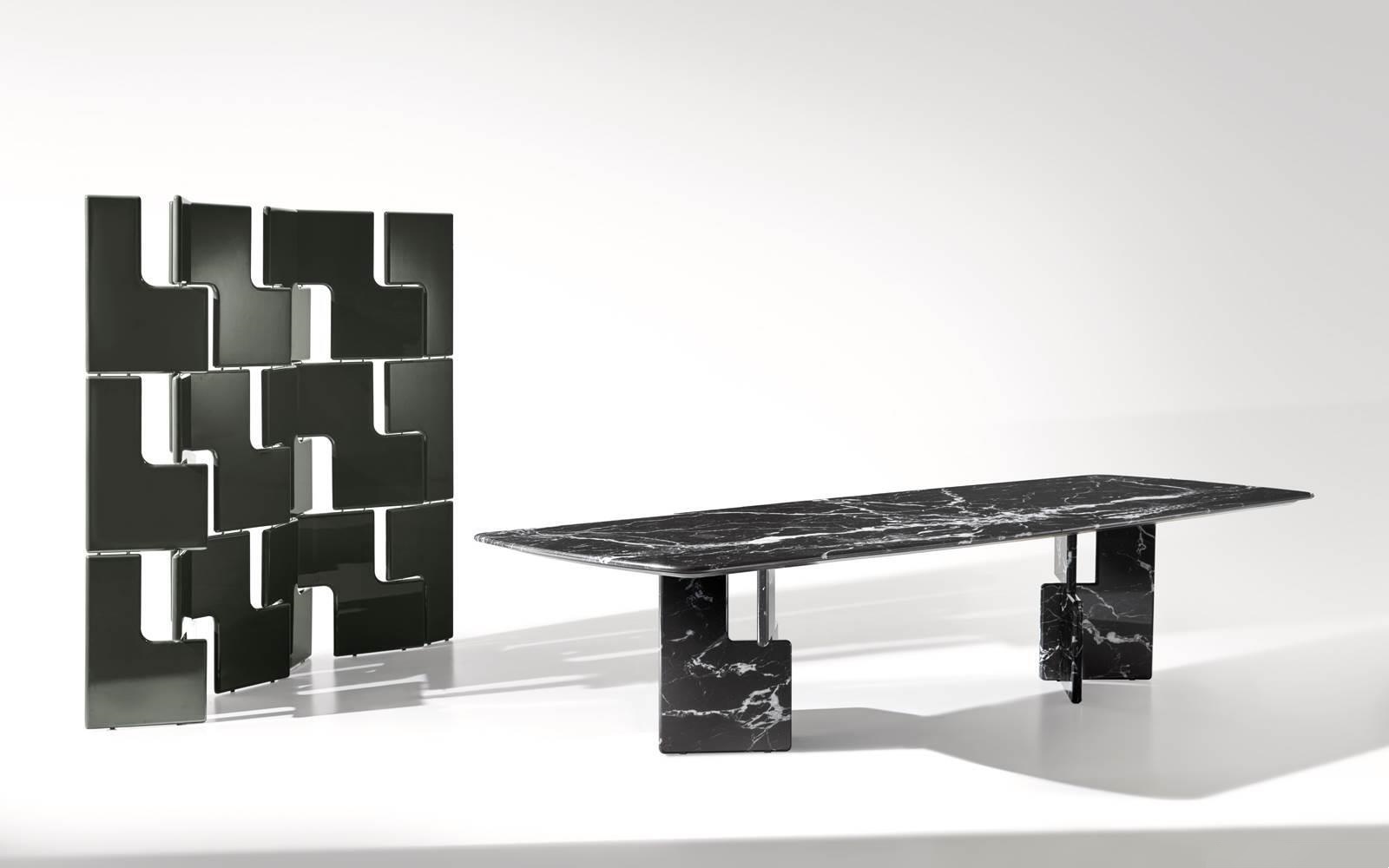 Luxury Black Marble Oval Dining Table with Sleek Geometric Base