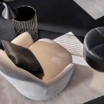 Luxury Swivel Yellow Armchair with Goose Down Cushions and Bronze Metal Base