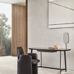 Oval Frosted Glass Dressing Table with Extendable Design and Black Metal Frame