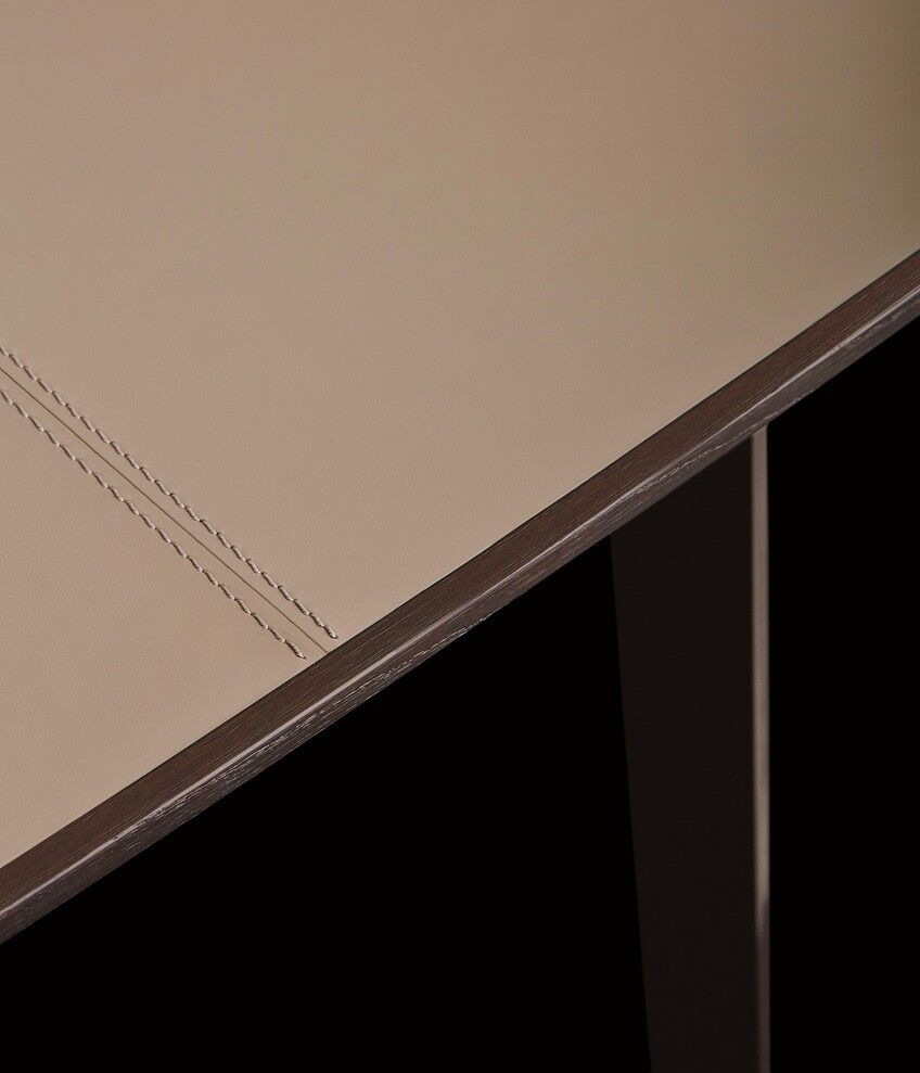 Oval Frosted Glass Dressing Table with Extendable Design and Black Metal Frame