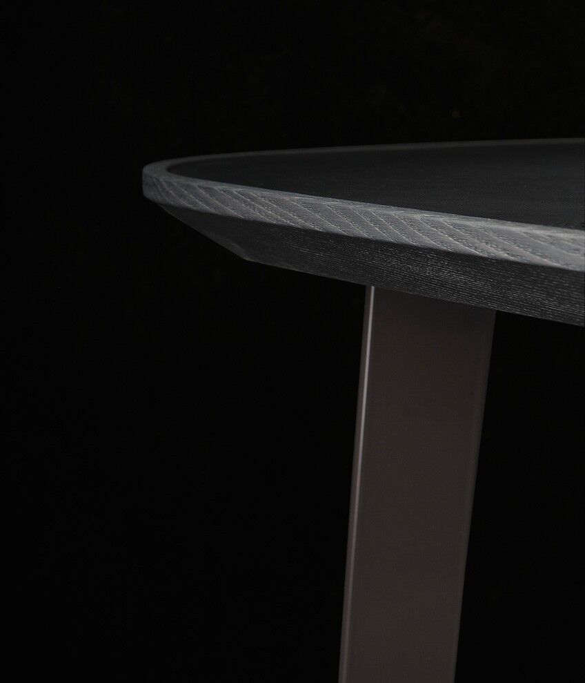 Oval Frosted Glass Dressing Table with Extendable Design and Black Metal Frame