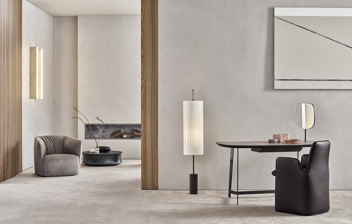 Oval Frosted Glass Dressing Table with Extendable Design and Black Metal Frame