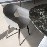 Modern Curved Brown Leather Armchair with Solid Dark Wood Legs Ergonomic Lounge Seat