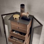 Modern Double-Door Storage Cabinet with Frosted Glass and Multiple Shelves