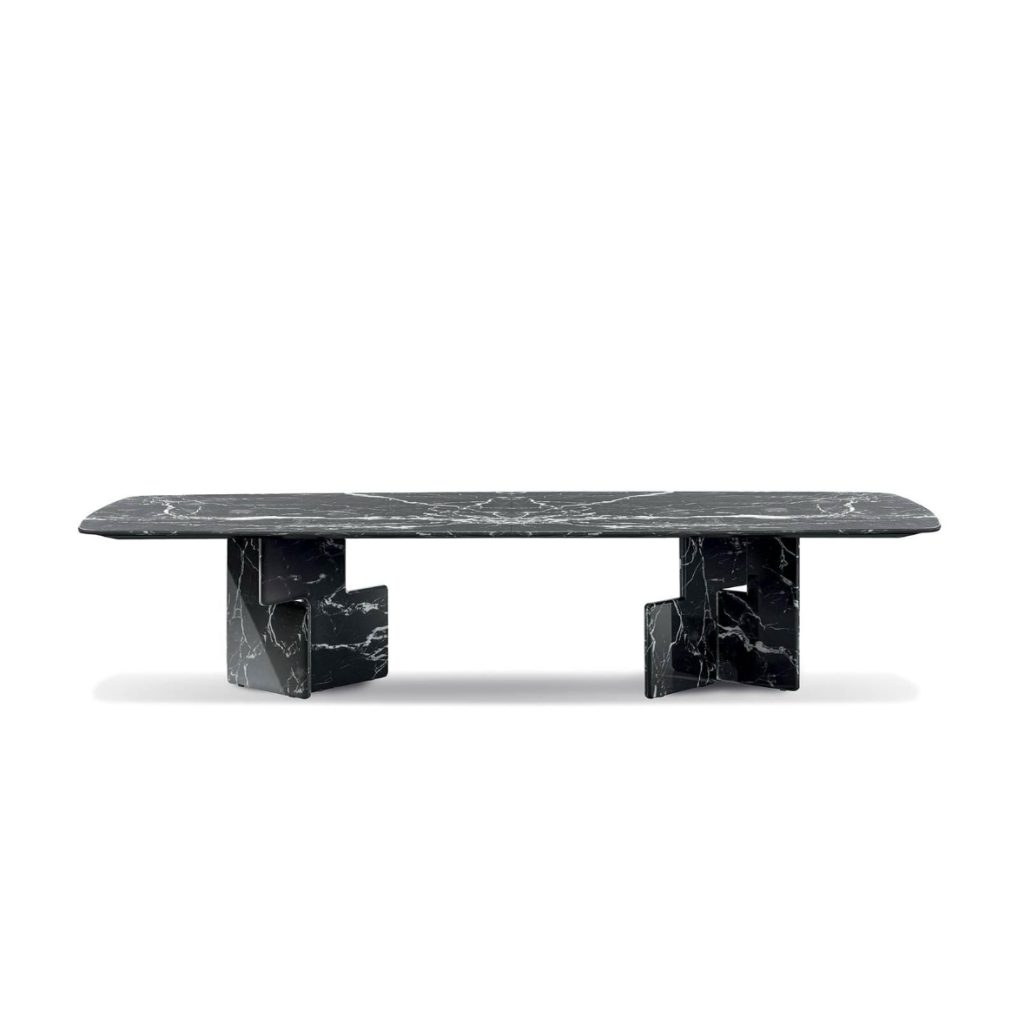 Luxury Black Marble Oval Dining Table with Sleek Geometric Base