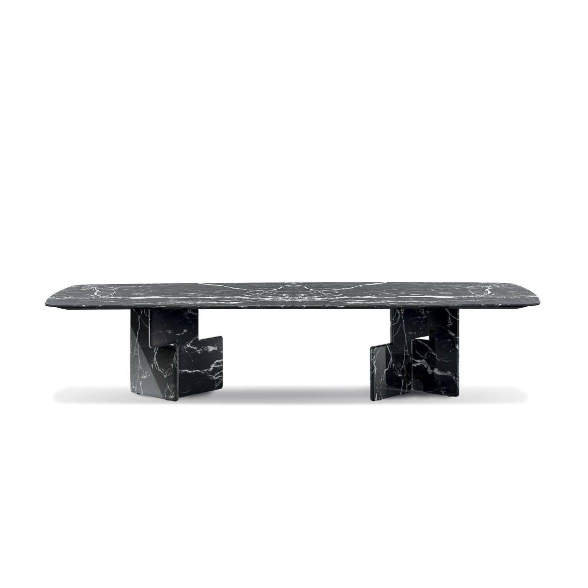 Luxury Black Marble Oval Dining Table with Sleek Geometric Base