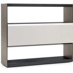 Minimalist Floating Wall Shelf Sliding Drawer Dark Wood Light Gloss Storage Unit