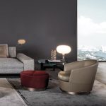 Luxury Swivel Yellow Armchair with Goose Down Cushions and Bronze Metal Base