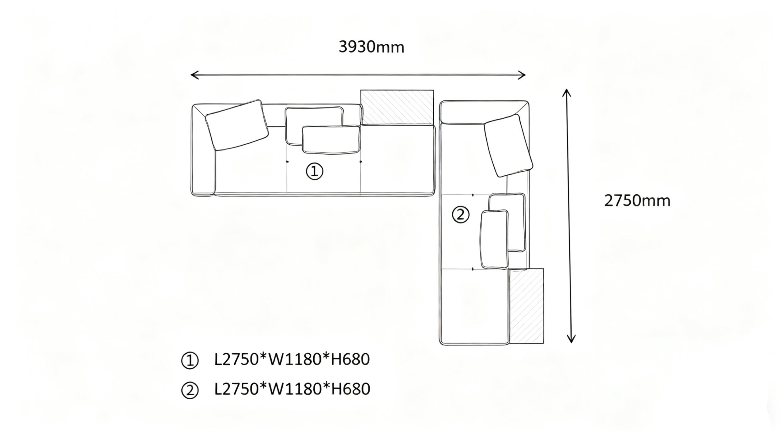 L-Shaped Modular Sofa A(6 seaters)