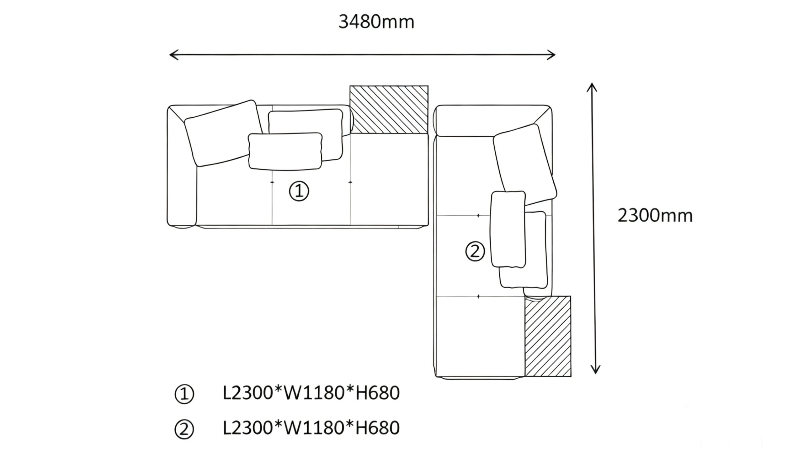 L-Shaped Modular Sofa B(6 seaters)