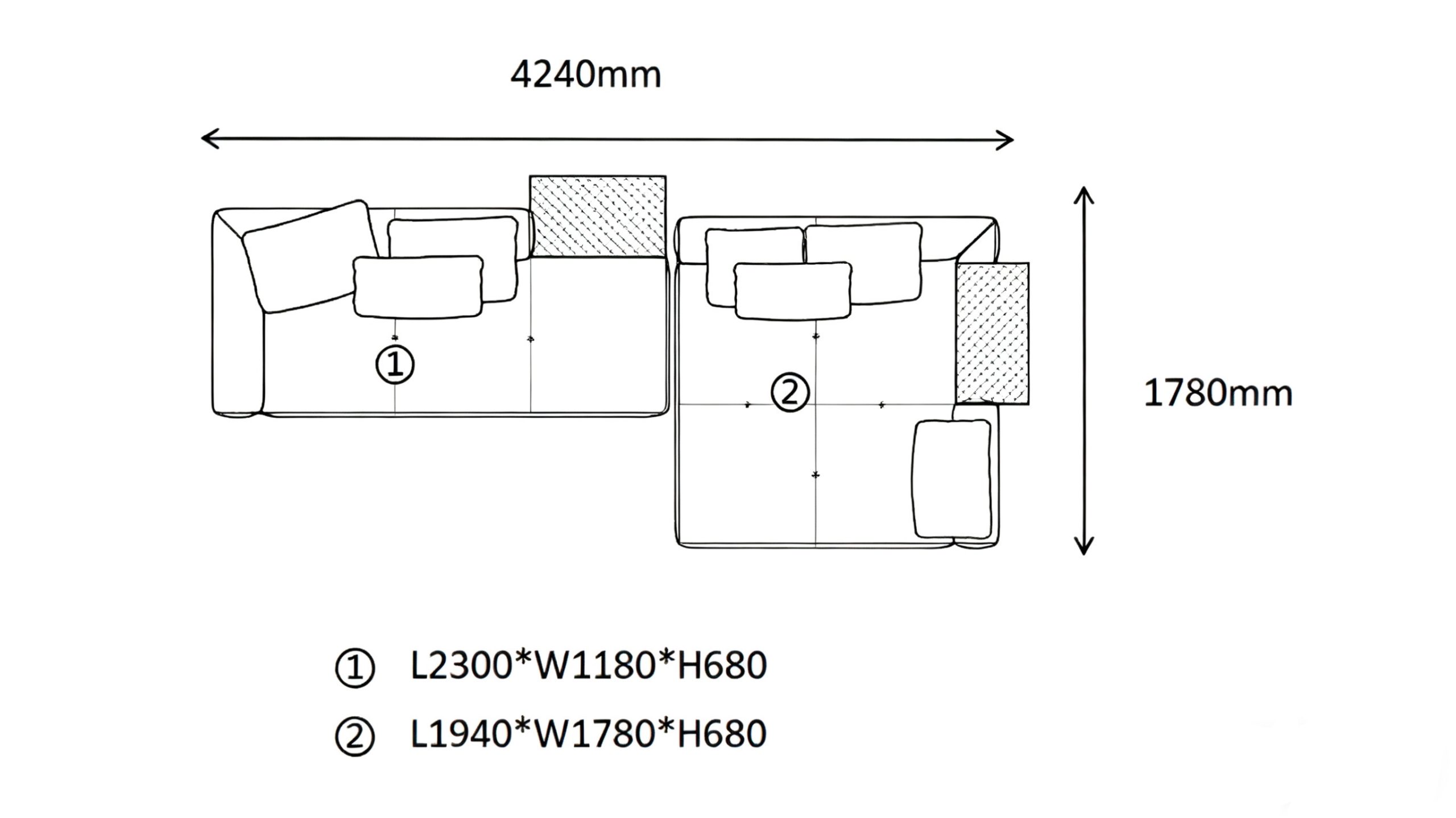 L-Shaped Modular Sofa C（5 seaters）