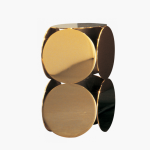 Gold-Toned Geometric Side Table with Double-Circle Design & Polished Finish