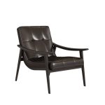 Italian Minimalist Modern Leather Black Armchair