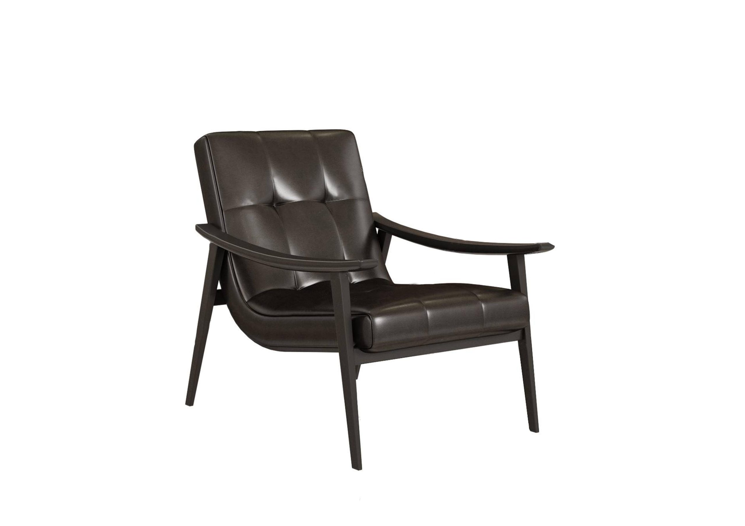 Italian Minimalist Modern Leather Black Armchair