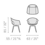 Modern Curved Brown Leather Armchair with Solid Dark Wood Legs Ergonomic Lounge Seat