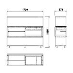 Minimalist Floating Wall Shelf Sliding Drawer Dark Wood Light Gloss Storage Unit