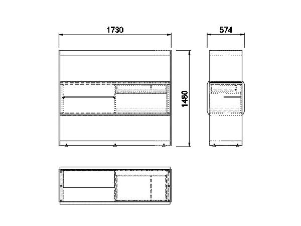 Minimalist Floating Wall Shelf Sliding Drawer Dark Wood Light Gloss Storage Unit