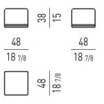 Modern Square Black and White Jacquard Velvet Footstool Solid Wood Frame