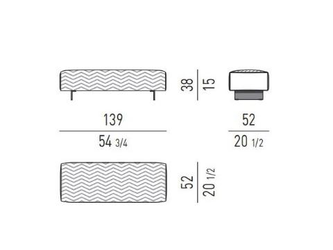 Brown Chevron-Quilted Bench with Velvet Upholstery and Polished Metal Legs