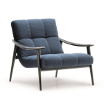 Italian Minimalist Modern Fabric Blue Armchair