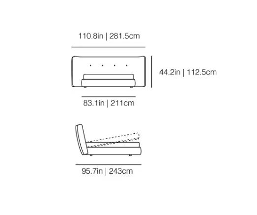 Plush Gray Fabric Bed with Wingback Headboard and Soft Upholstered Design
