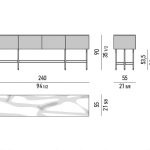 Sleek Dark Wood Sideboard with Polished Black Marble Top and Slim Metal Legs