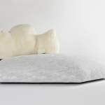 Sculptural Bear Sofa with Furry Backrest and Ice Textured Base