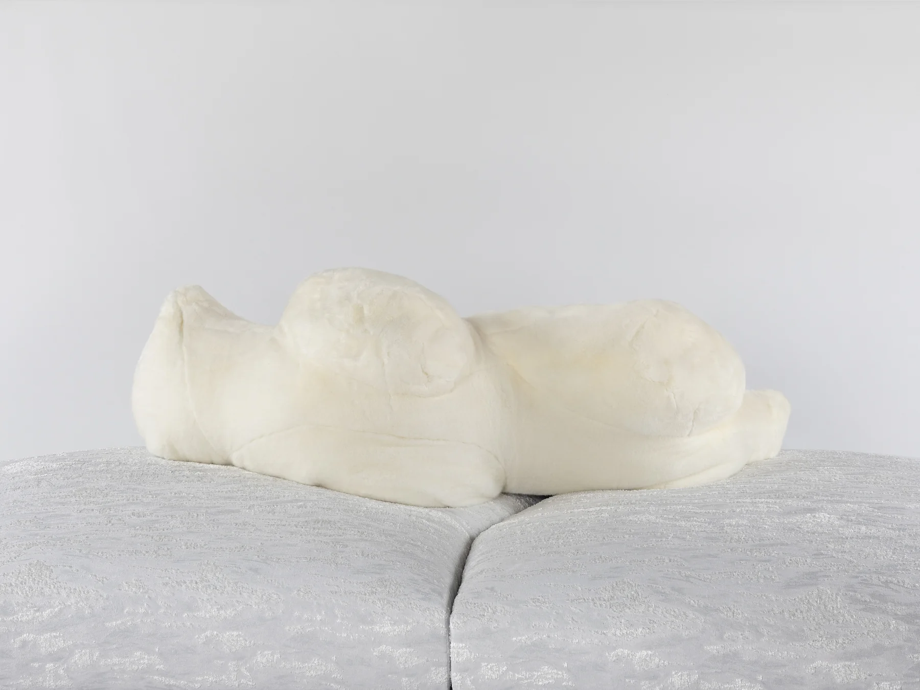 Sculptural Bear Sofa with Furry Backrest and Ice Textured Base