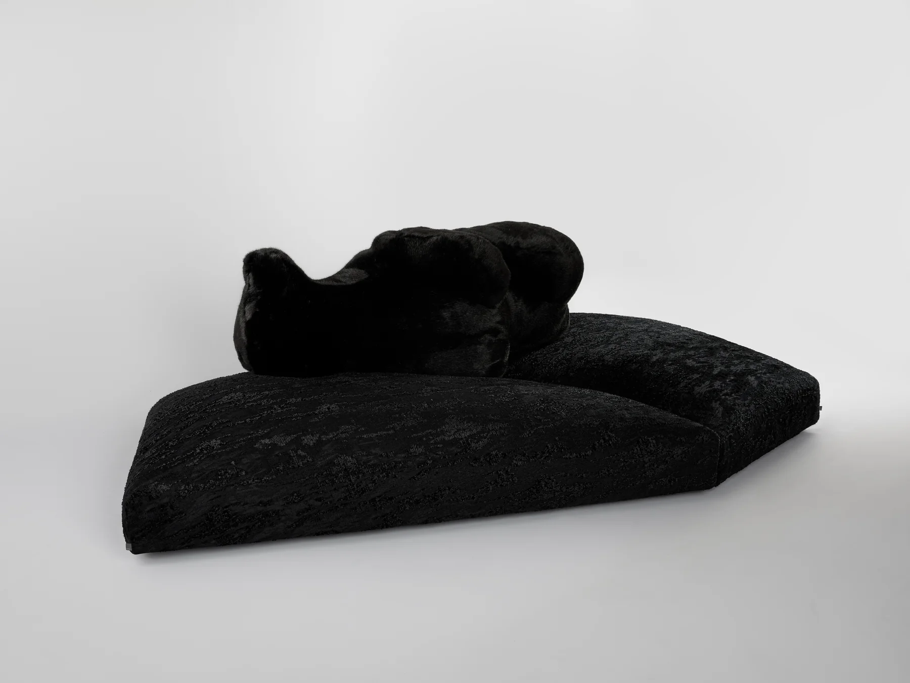 Sculptural Bear Sofa with Furry Backrest and Ice Textured Base