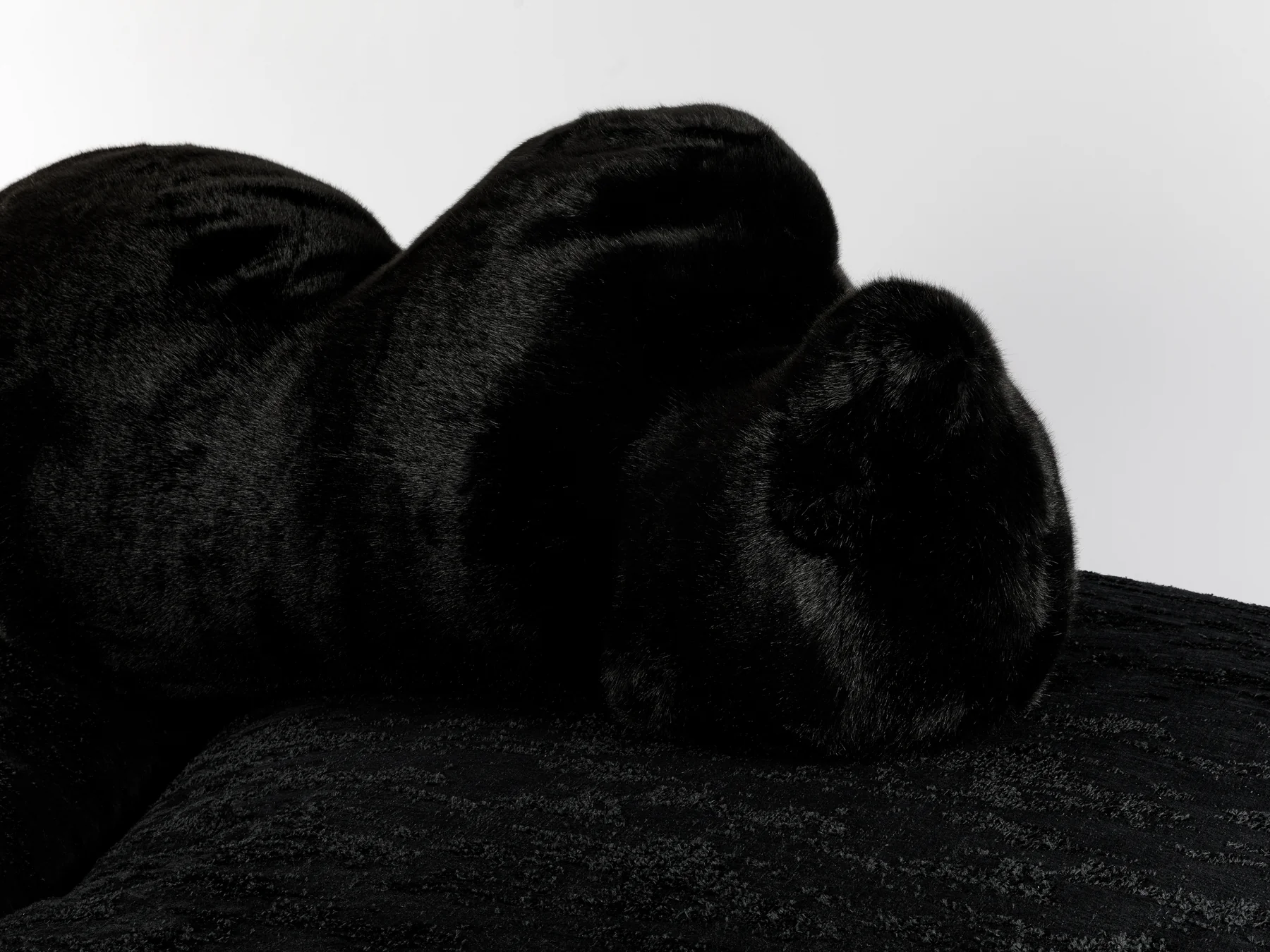 Sculptural Bear Sofa with Furry Backrest and Ice Textured Base