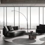 Eco-Leather Piping and 360° Swivel Base Sofa